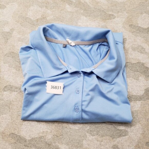 Under Armour Golf Polo Top Womens Large Blue Heatgear Short Sleeve Branded - Picture 12 of 12